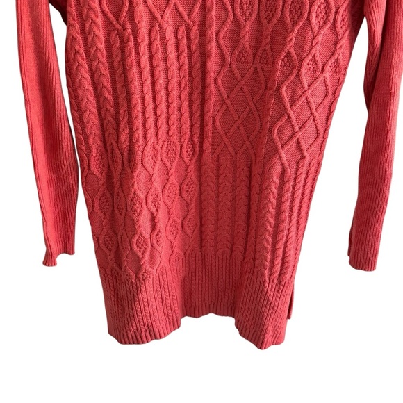 Chico’s Open Front Cable Knit Cardigan Sweater Size S Cashmere Wool Blend Cozy - Picture 9 of 16